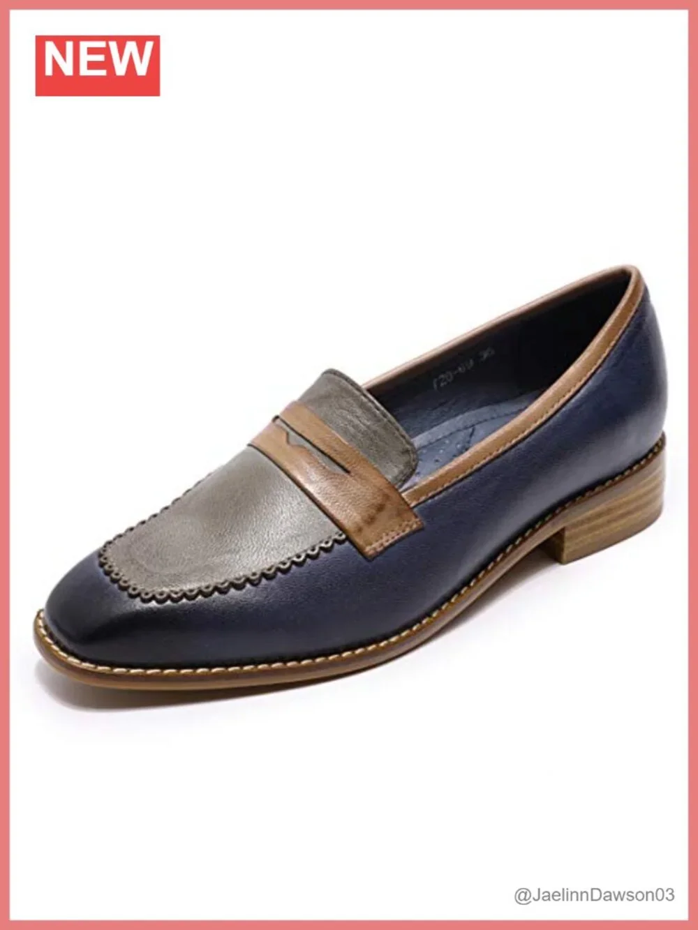 Leather Square Toe Penny Loafer Slip On Flat Office Shoe Cushioned
